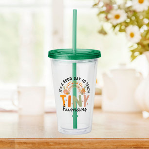 Retro Colorful Preschool Teacher Quote Acrylic Tumbler