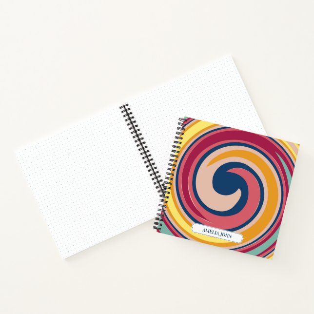 Retro Colorful Psychedelic Swirl Personalized Notebook (Inside)