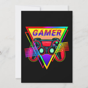 Retro Colorful Rainbow Gamer Computer Gaming  Invitation