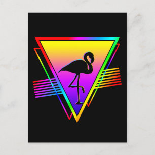 Retro Colorful Rainbow Modern Flamingo Bird Postcard