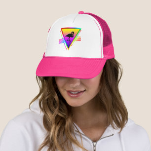 Retro Colorful Rainbow Modern Flamingo Bird Trucker Hat