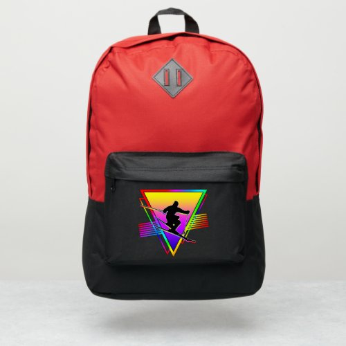 Retro Colorful Rainbow Skiing Vintage Ski  Port Authority Backpack