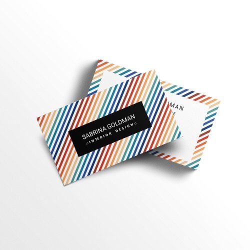Retro Colorful Rainbow Stripes Vivid Color Chic Business Card