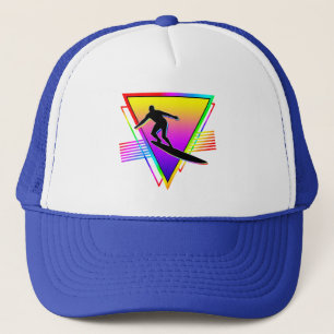 Retro Colorful Rainbow Surfing Surfer Trucker Hat