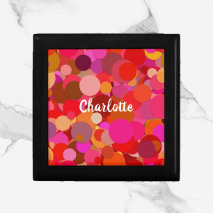 Retro Colorful Red and Pink Circle Pattern Gift Box