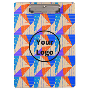 Retro colorful shapes on brown clipboard