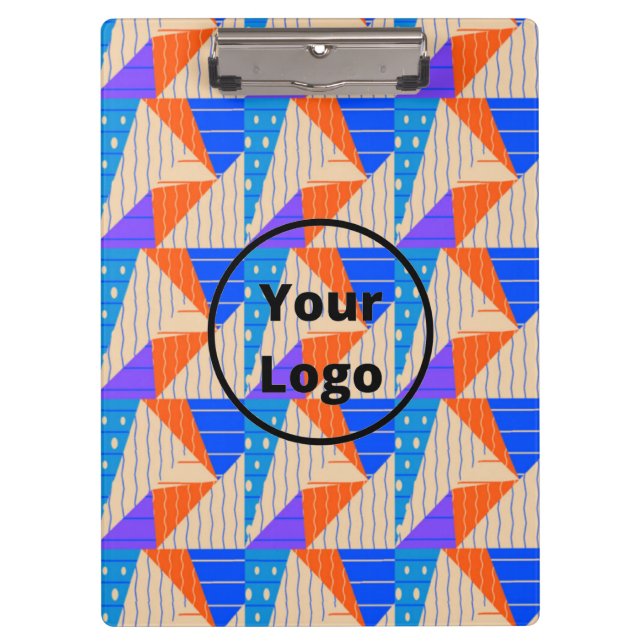 Retro colorful shapes on brown clipboard (Front)