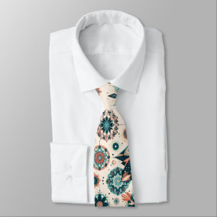 Retro Colorful Snowflake Winter Pattern Neck Tie