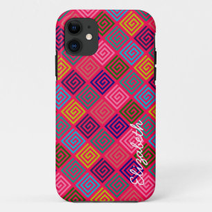Retro Colorful Squares Modern Geometric Pattern 3 iPhone 11 Case