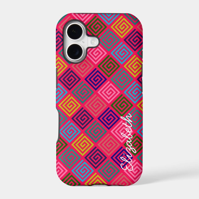 Retro Colorful Squares Modern Geometric Pattern 3 Iphone Case (Back)