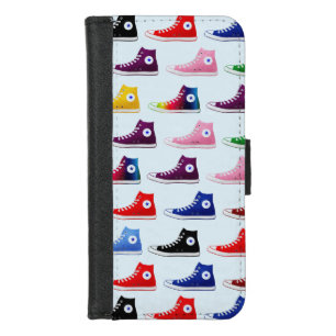Retro Colorful Star Sneaker Footwear Pattern iPhone 8/7 Wallet Case