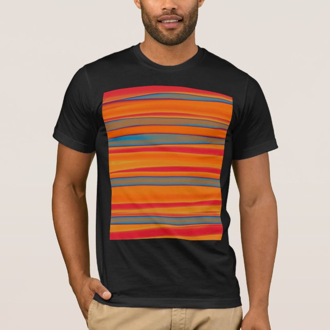 Retro Colorful Striped Abstract Art T-Shirt (Front)