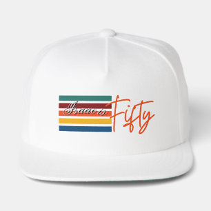 Retro Colorful Striped Fifty Birthday Party Chic Snap Back Hat