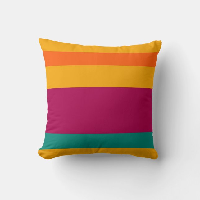 Retro Colorful Striped Pattern Throw Pillow (Front)