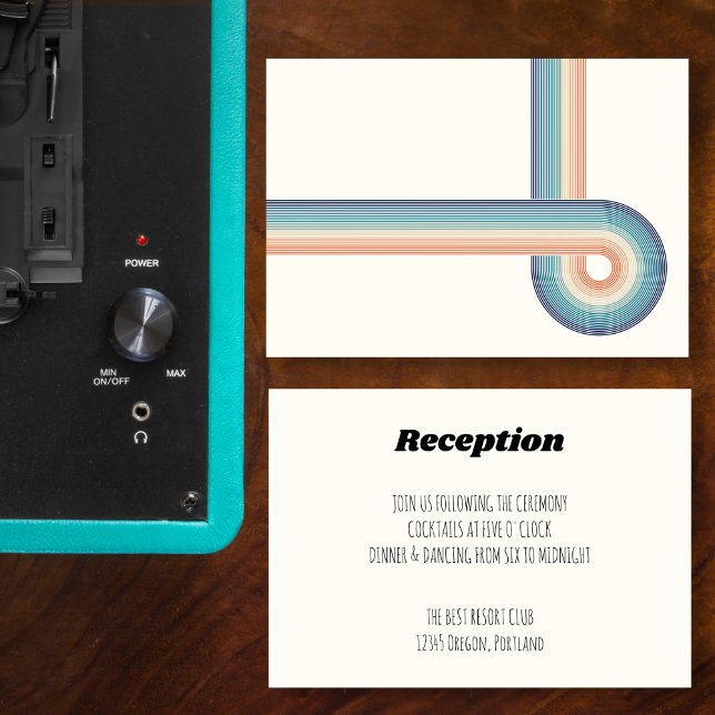 Retro Colorful Stripes 70s Wedding Reception Card (Creator Uploaded)