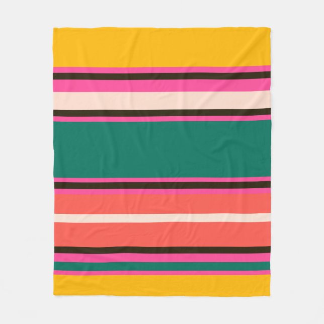 Retro colorful stripes, abstract background fleece blanket (Front)
