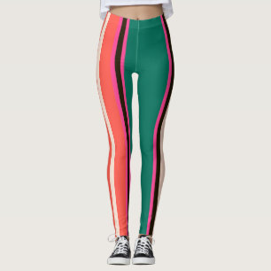 Retro colorful stripes, abstract background leggings