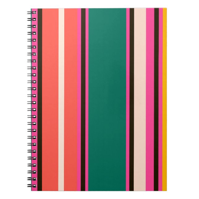 Retro colorful stripes, abstract background notebook (Front)