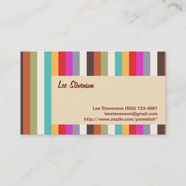 Retro Colorful Stripes Business Card (Front)