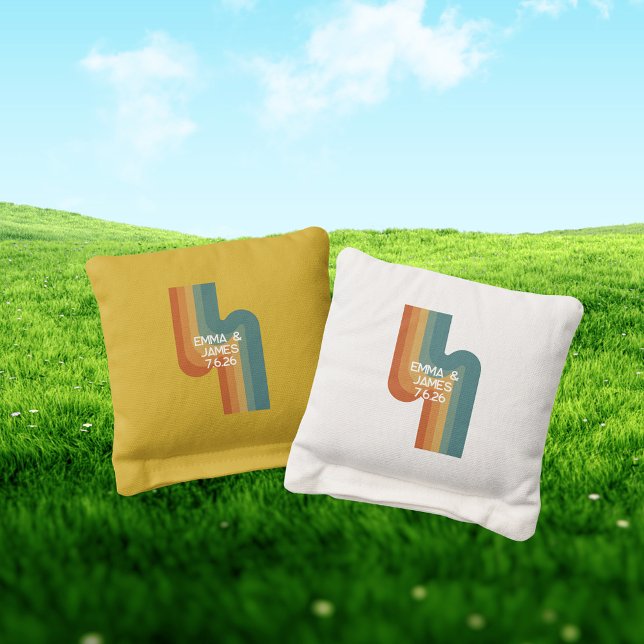 Retro Colorful Stripes Cornhole Bags (Creator Uploaded)