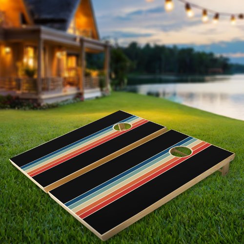 Retro Colorful Stripes Cornhole Set