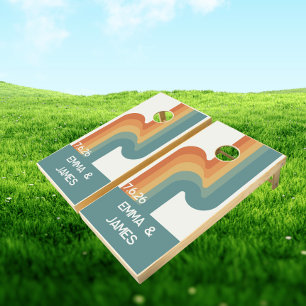 Retro Colorful Stripes Couples Gift Cornhole Set