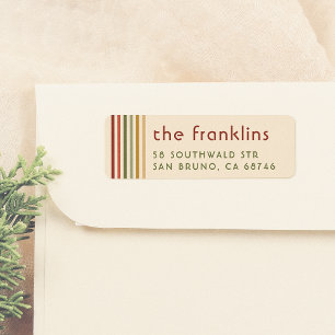 Retro Colorful Stripes Fun Family Name & Address Label