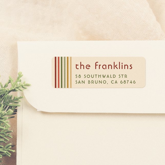 Retro Colorful Stripes Fun Family Name & Address Label (Creator Uploaded)