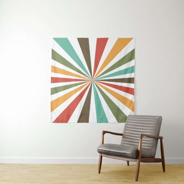 Retro colorful stripes in transparent background tapestry (In Situ)