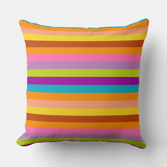 Retro Colorful Stripes Pattern #22 Throw Pillow (Front)