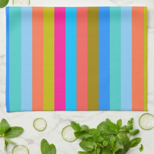 Retro Colorful Stripes Pattern #29 Kitchen Towel