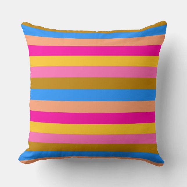 Retro Colorful Stripes Pattern #8 Throw Pillow (Front)