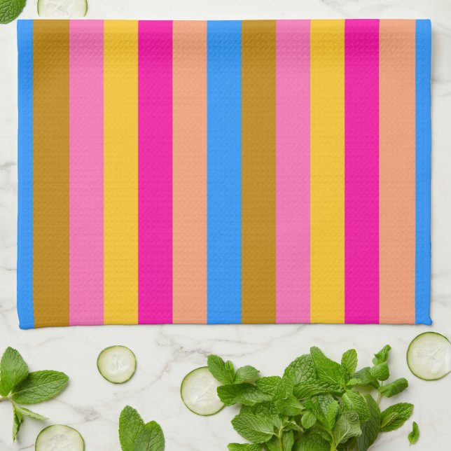 Retro Colorful Stripes Pattern #8 Towel (Folded)