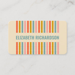 Retro Colorful Stripes Personalized Name Address B Business Card