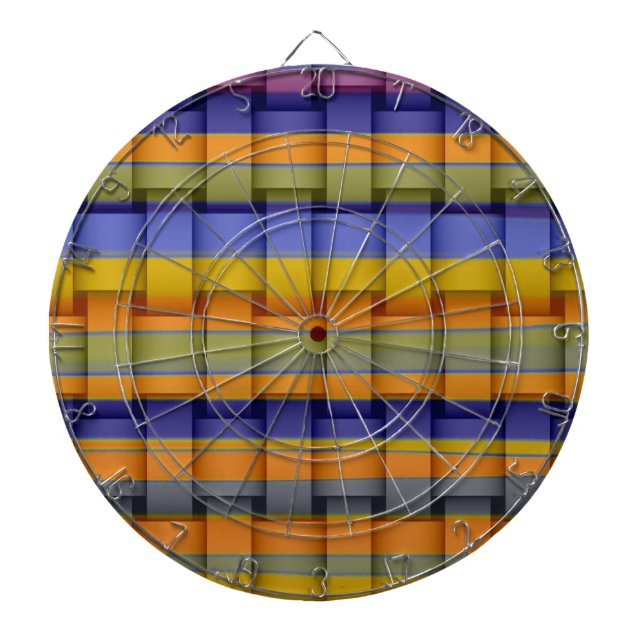 Retro colorful stripes wicker graphic design dartboard (Front)