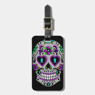 Retro Colorful Sugar Skull Luggage Tag