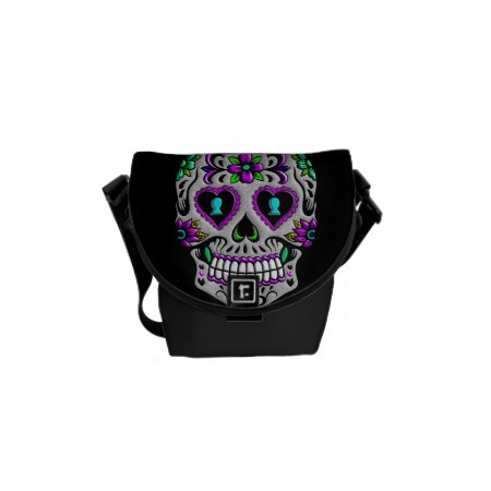 Retro Colorful Sugar Skull Messenger Bag