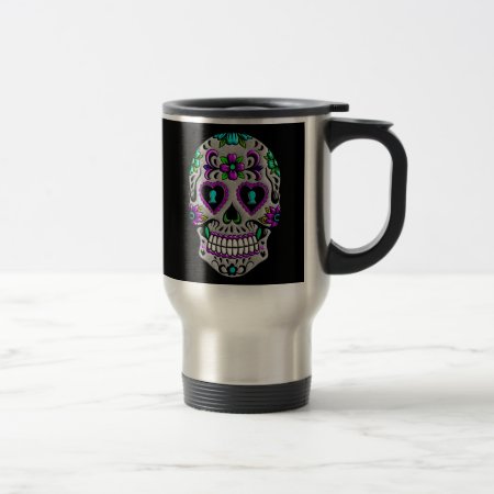 Retro Colorful Sugar Skull Travel Mug