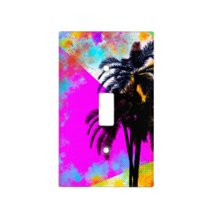 Retro Colorful Summertime Beach Party Palm Trees Light Switch Cover