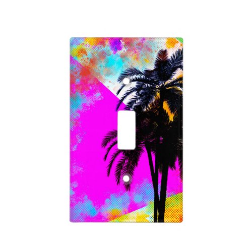 Retro Colorful Summertime Beach Party Palm Trees Light Switch Cover