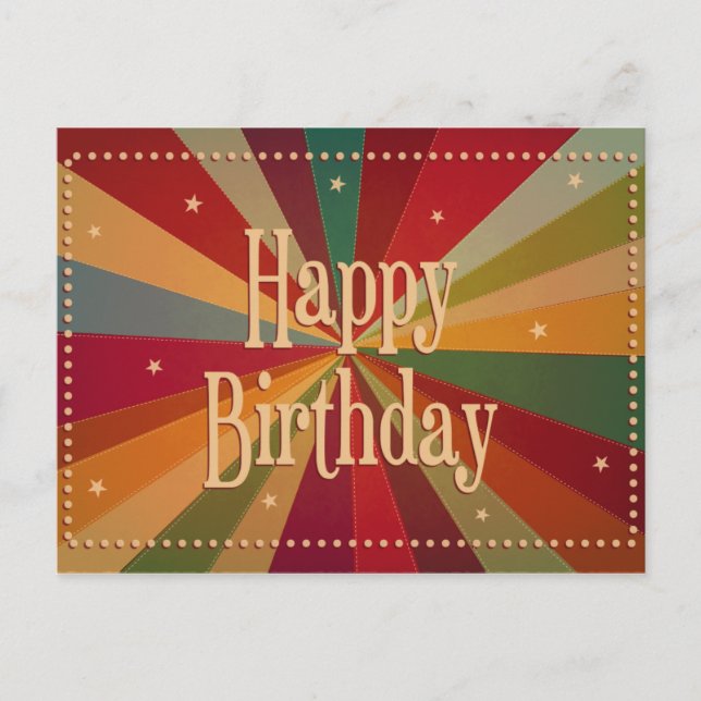 Retro Colorful Sunbeam - Birthday Card (Front)