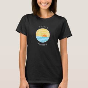 Retro Colorful Sunset Destin Beach Florida Ocean   T-Shirt