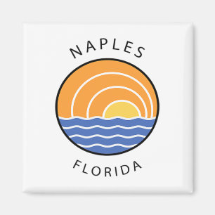 Retro Colorful Sunset Naples Florida Ocean Palm Tr Magnet