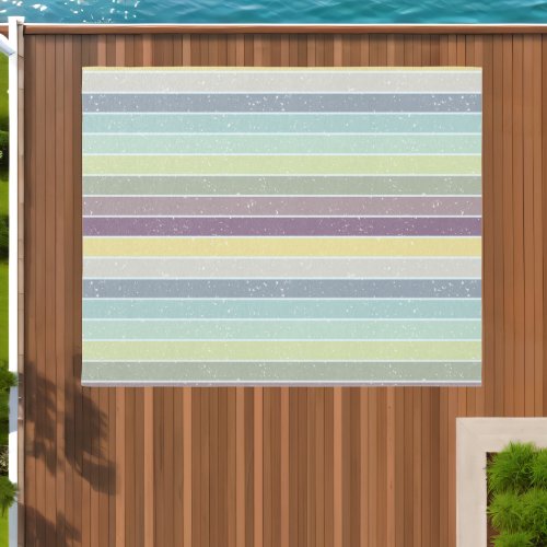 Retro Colorful Textured Stripes Vibrant Mod Outdoor Rug