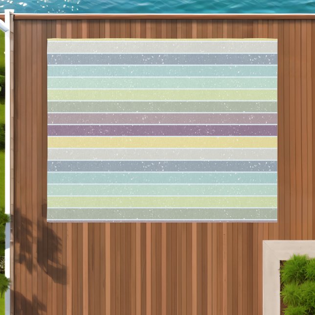 Retro Colorful Textured Stripes Vibrant Mod Outdoor Rug (Insitu (Outdoor 1))
