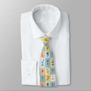 Retro Colorful trendy Flowers pattern Birthday par Neck Tie