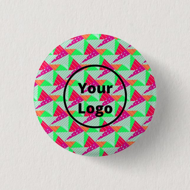 Retro colorful triiangles pattern button (Front)
