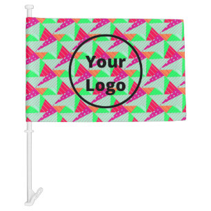 Retro colorful triiangles pattern car flag