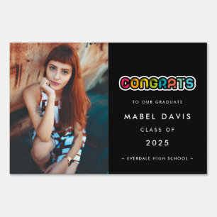 Retro colorful typography Congrats graduate photo Sign