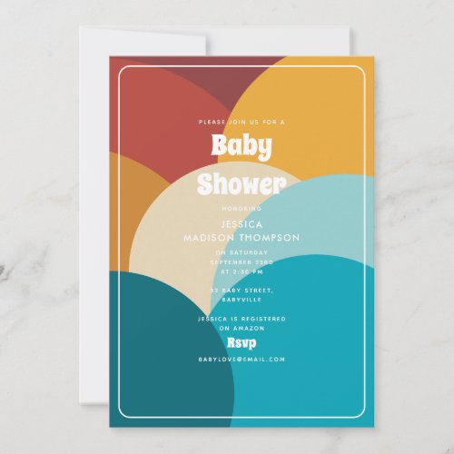 Retro Colorful Vintage Abstract Art Baby Shower Invitation